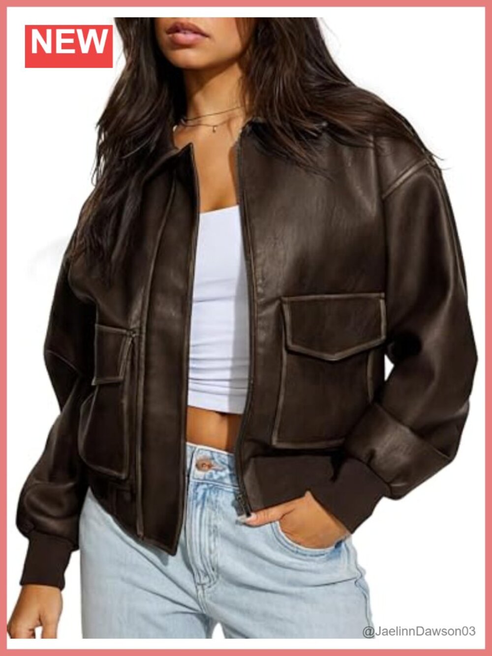 Faux Leather Oversized Motorcycle Bomber Jacket Women Distressed Moto